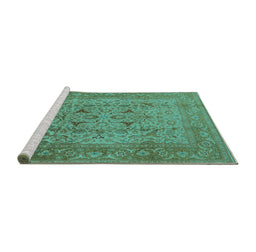 Sideview of Machine Washable Oriental Turquoise Industrial Area Rugs, wshurb3028turq