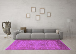 Machine Washable Oriental Purple Industrial Area Rugs in a Living Room, wshurb3028pur