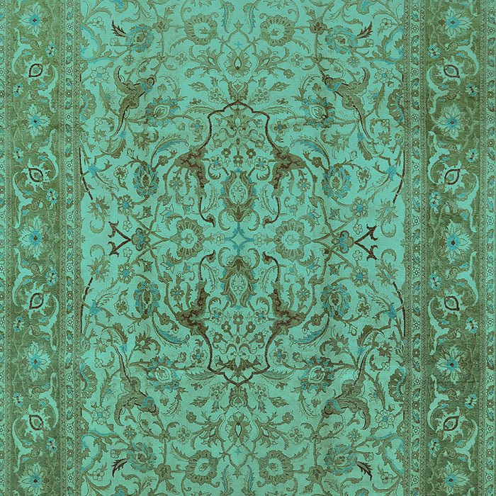 Machine Washable Oriental Turquoise Industrial Area Rugs, wshurb3028turq