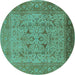 Round Oriental Turquoise Industrial Rug, urb3028turq