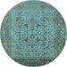 Round Oriental Light Blue Industrial Rug, urb3028lblu