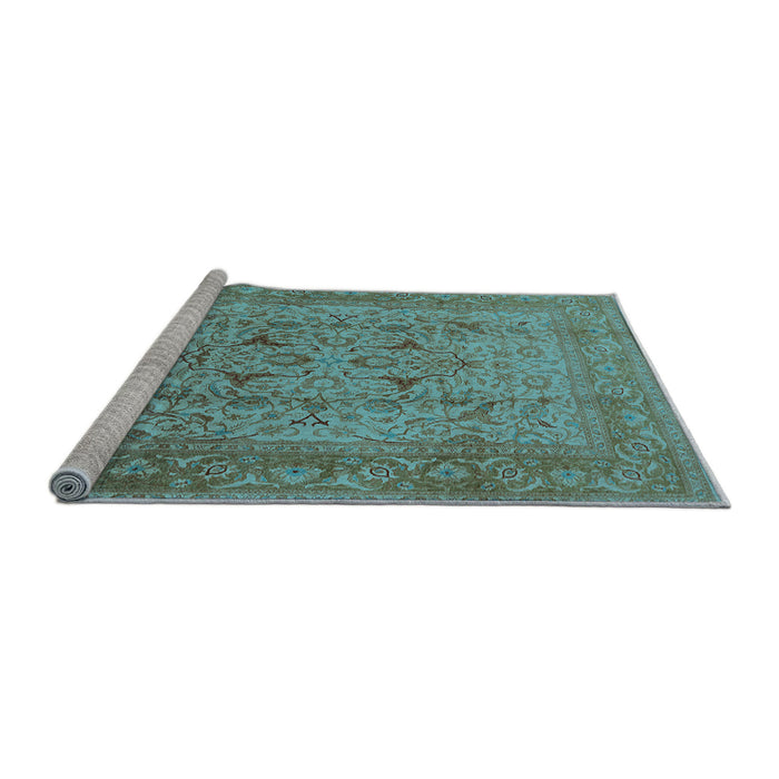 Sideview of Machine Washable Oriental Light Blue Industrial Rug, wshurb3028lblu