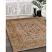 Mid-Century Modern Light Copper Gold Oriental Rug in Family Room, urb3028