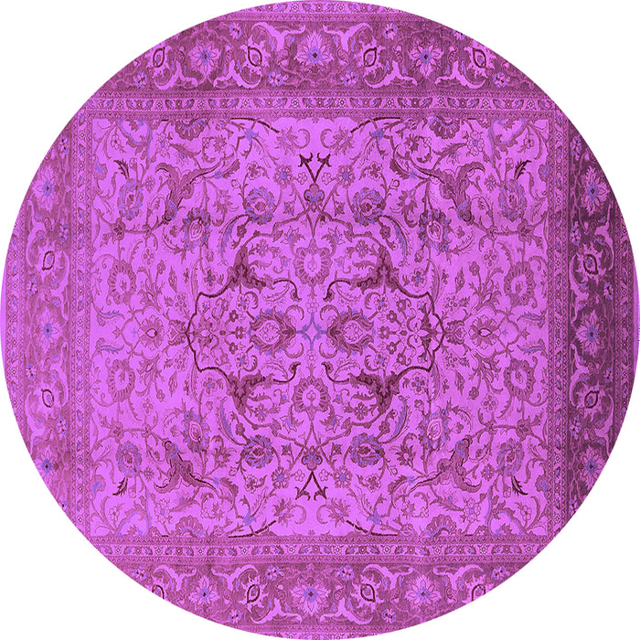 Round Machine Washable Oriental Purple Industrial Area Rugs, wshurb3028pur