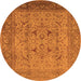 Round Oriental Orange Industrial Rug, urb3028org