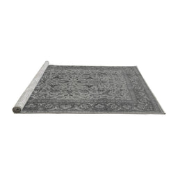 Sideview of Machine Washable Oriental Gray Industrial Rug, wshurb3028gry