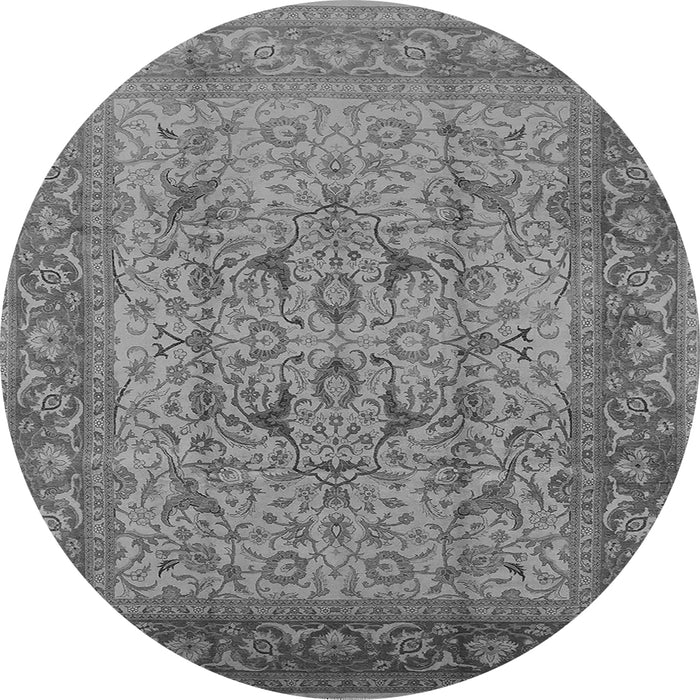 Round Machine Washable Oriental Gray Industrial Rug, wshurb3028gry