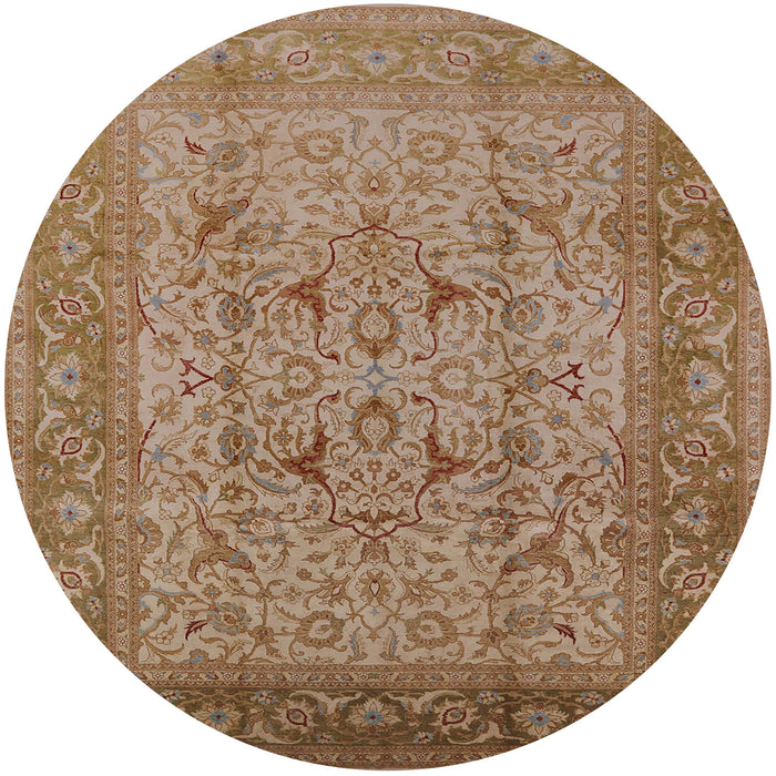 Round Mid-Century Modern Light Copper Gold Oriental Rug, urb3028