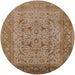 Round Mid-Century Modern Light Copper Gold Oriental Rug, urb3028