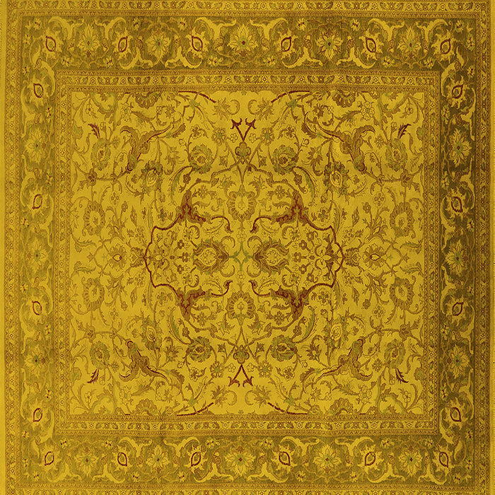 Square Machine Washable Oriental Yellow Industrial Rug, wshurb3028yw