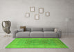 Machine Washable Oriental Green Industrial Area Rugs in a Living Room,, wshurb3029grn