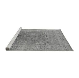 Sideview of Machine Washable Oriental Gray Industrial Rug, wshurb3029gry