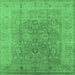 Square Oriental Emerald Green Industrial Rug, urb3029emgrn