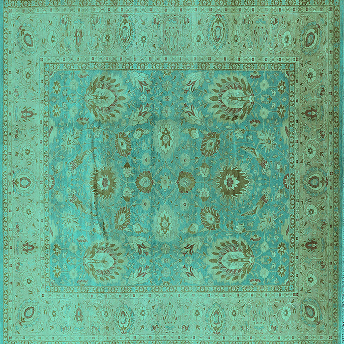 Square Oriental Turquoise Industrial Rug, urb3029turq