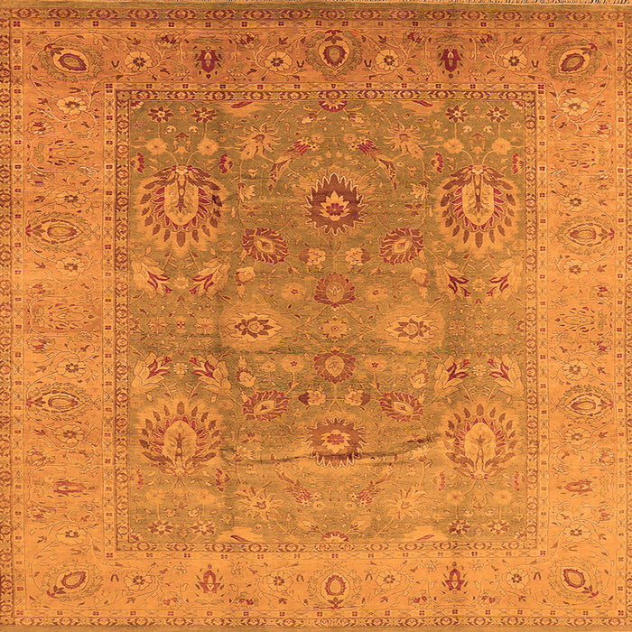 Square Machine Washable Oriental Orange Industrial Area Rugs, wshurb3029org