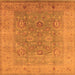 Square Machine Washable Oriental Orange Industrial Area Rugs, wshurb3029org