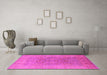 Machine Washable Oriental Pink Industrial Rug in a Living Room, wshurb3029pnk