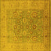 Square Machine Washable Oriental Yellow Industrial Rug, wshurb3029yw