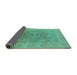 Sideview of Oriental Turquoise Industrial Rug, urb3029turq