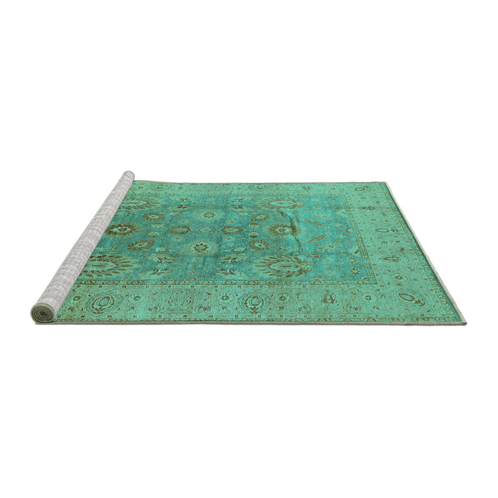 Sideview of Machine Washable Oriental Turquoise Industrial Area Rugs, wshurb3029turq