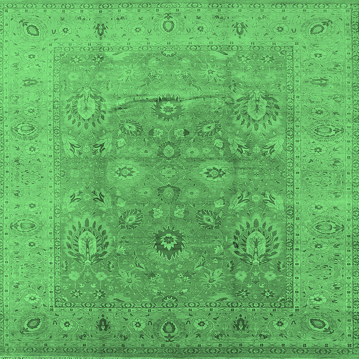 Square Machine Washable Oriental Emerald Green Industrial Area Rugs, wshurb3029emgrn