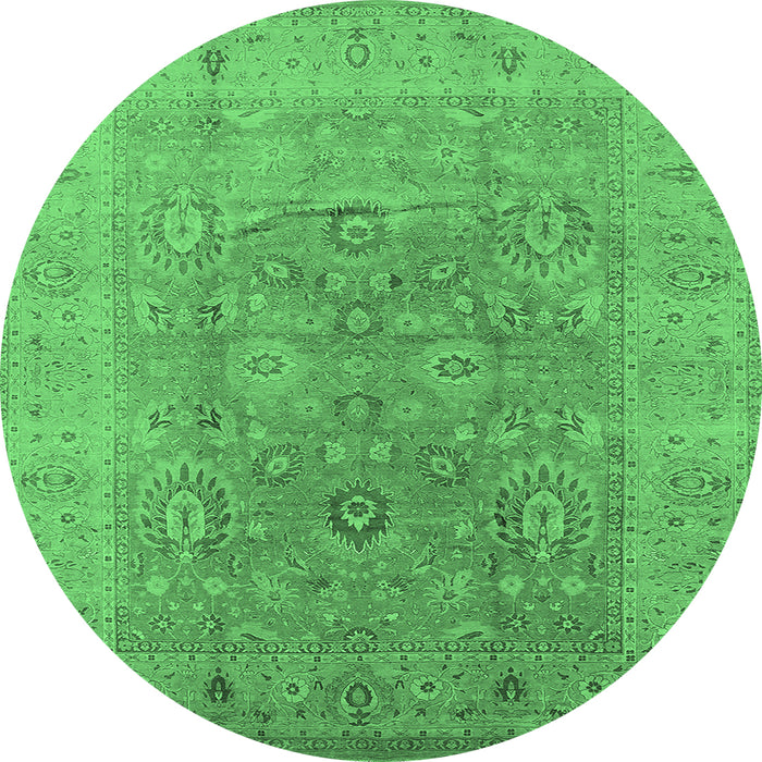 Round Oriental Emerald Green Industrial Rug, urb3029emgrn