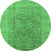 Round Oriental Emerald Green Industrial Rug, urb3029emgrn