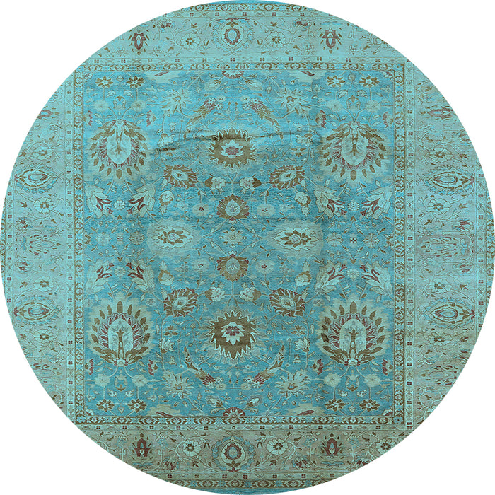 Round Oriental Light Blue Industrial Rug, urb3029lblu