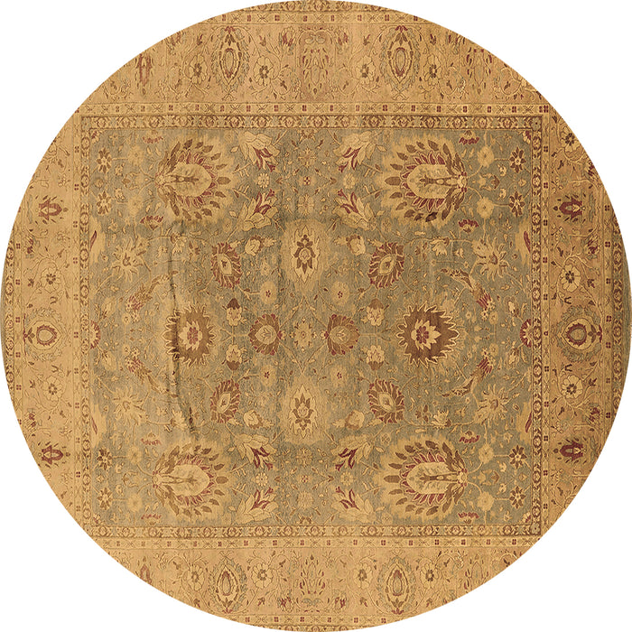 Round Oriental Brown Industrial Rug, urb3029brn