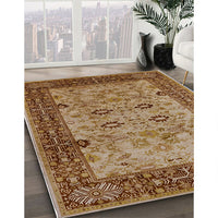 Mid-Century Modern Mahogany Brown Oriental Rug, urb3030