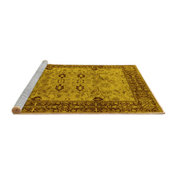 Sideview of Machine Washable Oriental Yellow Industrial Rug, wshurb3030yw