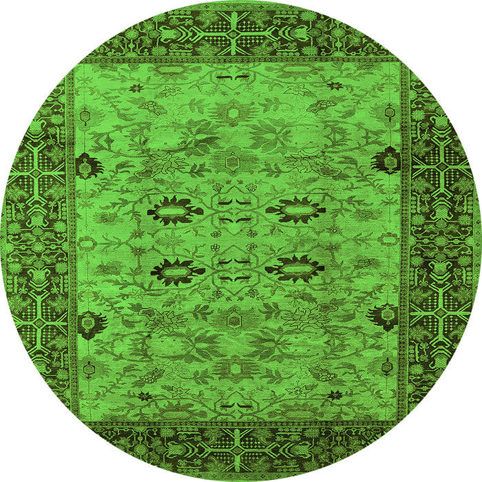 Round Oriental Green Industrial Rug, urb3030grn