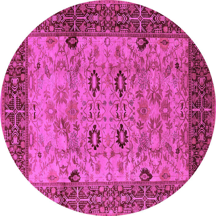 Round Machine Washable Oriental Pink Industrial Rug, wshurb3030pnk