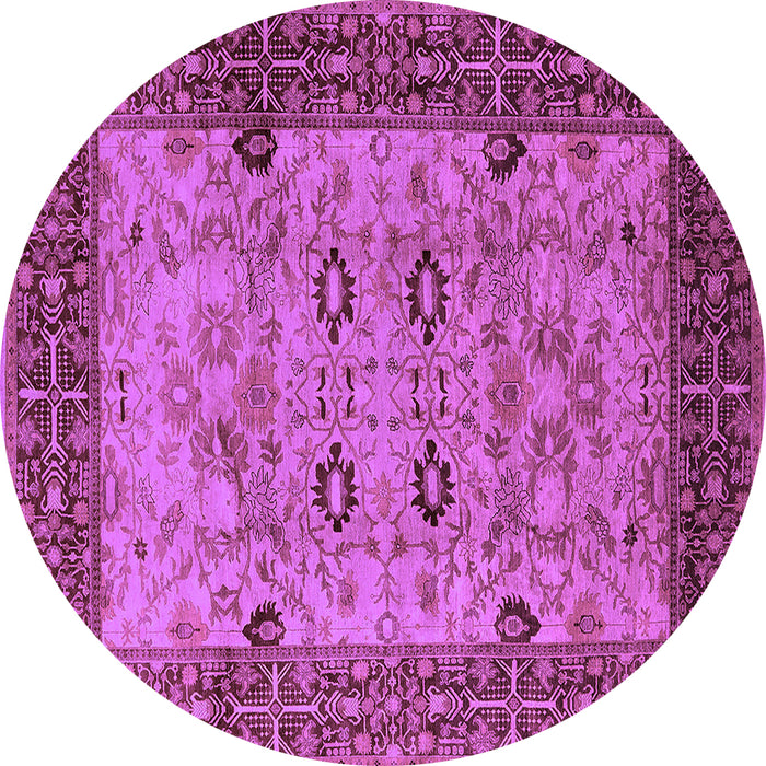 Round Machine Washable Oriental Purple Industrial Area Rugs, wshurb3030pur