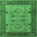 Square Machine Washable Oriental Emerald Green Industrial Area Rugs, wshurb3030emgrn