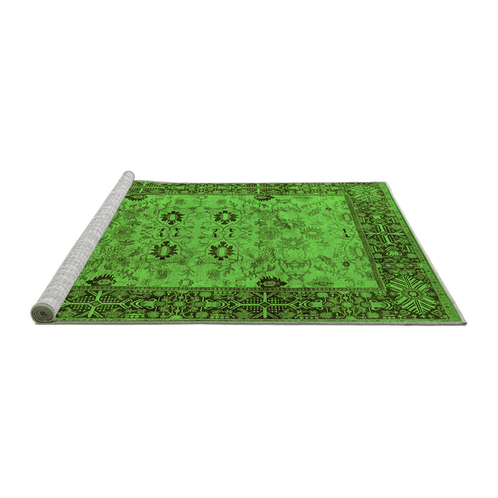 Sideview of Machine Washable Oriental Green Industrial Area Rugs, wshurb3030grn