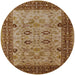 Round Mid-Century Modern Mahogany Brown Oriental Rug, urb3030