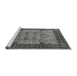 Sideview of Machine Washable Oriental Gray Industrial Rug, wshurb3030gry