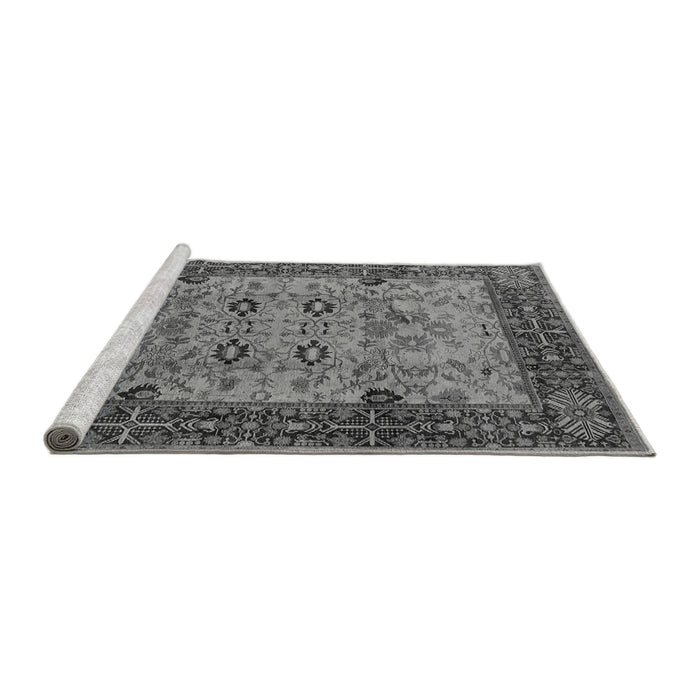 Sideview of Machine Washable Oriental Gray Industrial Rug, wshurb3030gry