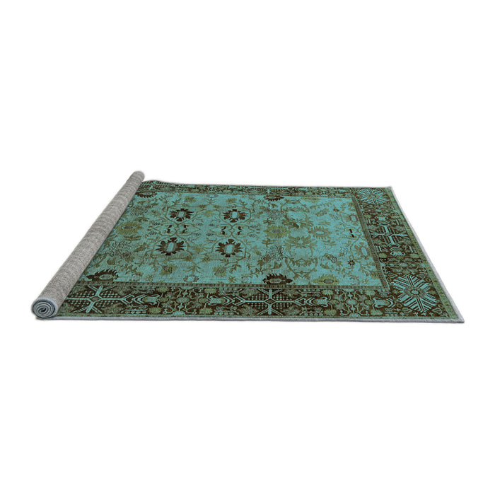Sideview of Machine Washable Oriental Light Blue Industrial Rug, wshurb3030lblu