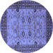 Round Machine Washable Oriental Blue Industrial Rug, wshurb3030blu