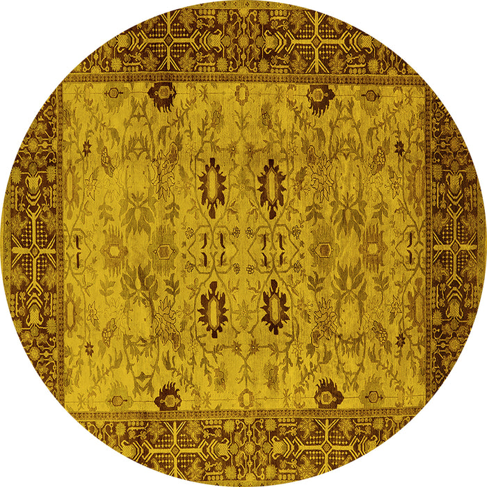 Round Oriental Yellow Industrial Rug, urb3030yw