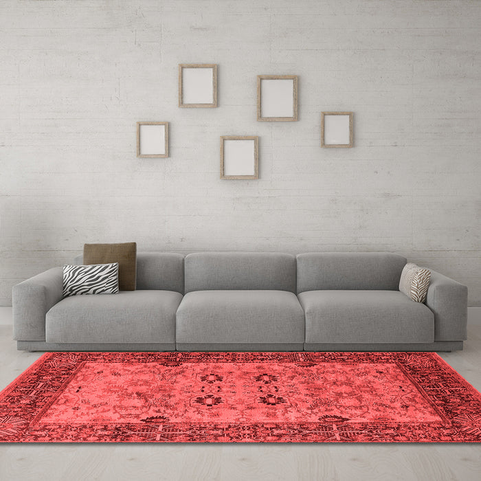 Industrial Red Washable Rugs