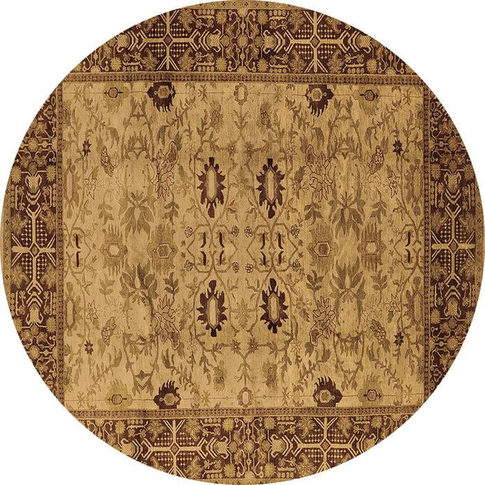 Round Machine Washable Oriental Brown Industrial Rug, wshurb3030brn