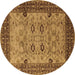 Round Oriental Brown Industrial Rug, urb3030brn