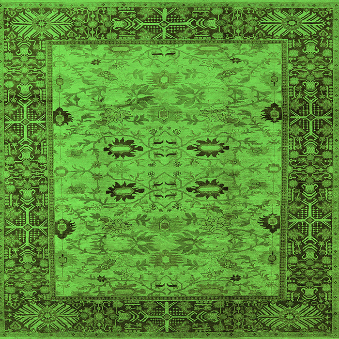 Square Machine Washable Oriental Green Industrial Area Rugs, wshurb3030grn