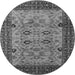 Round Machine Washable Oriental Gray Industrial Rug, wshurb3030gry