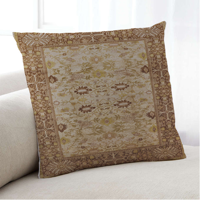 Lifestyle Image of Mid-Century Modern Urban Square Mahogany Brown Throw Pillow, 18 inch by 18 inch, pwurb3030