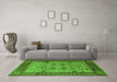 Machine Washable Oriental Green Industrial Area Rugs in a Living Room,, wshurb3030grn