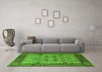 Machine Washable Oriental Green Industrial Rug, wshurb3030grn